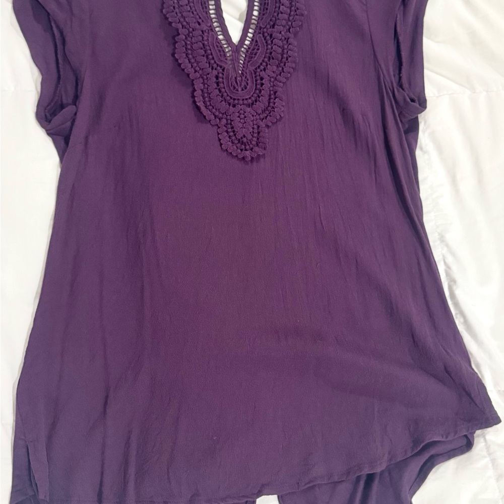 Daniel Rainn Plum Tunic with Lace Accent
